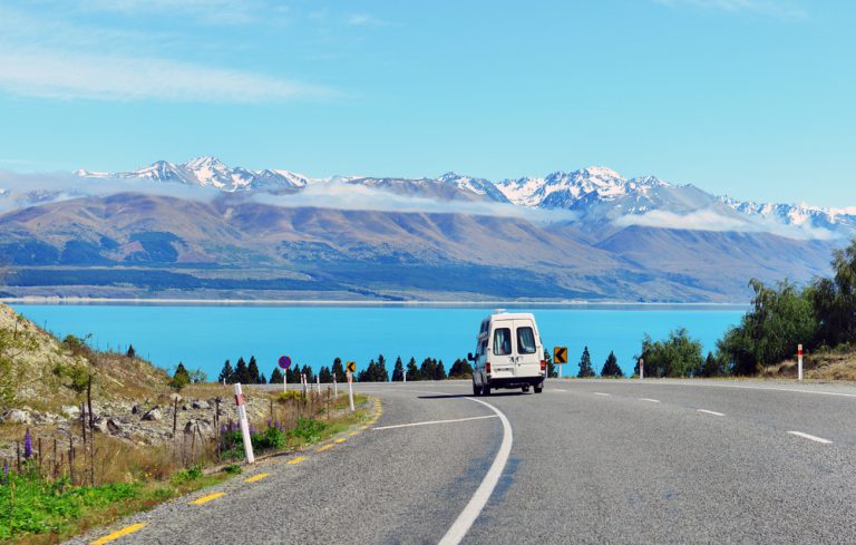 lake-pukaki-and-the-road-leading-to-mount-cook-village-in-new-zealand ...